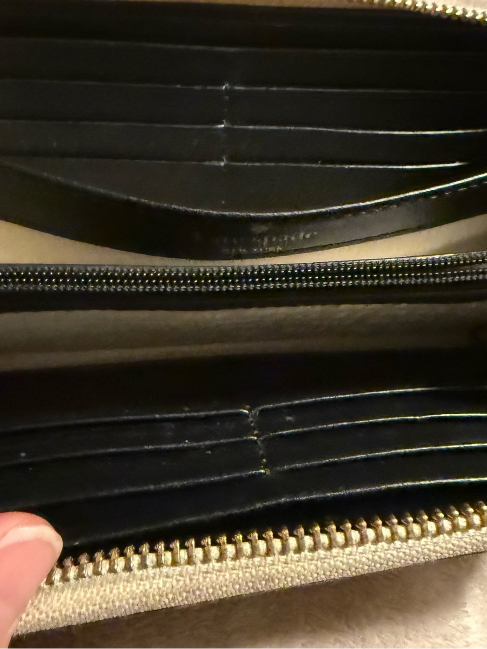 kate spade Black and Cream Striped Wallet with Gold Spade Accent - Picture 5 of 6